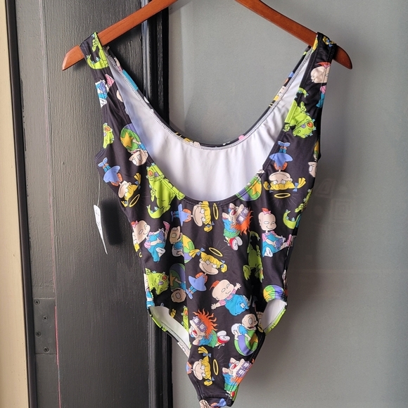 Forever 21 Black Green Full Rugrats Graphic One-Piece Swimsuit Small Multicolor - Picture 4 of 9